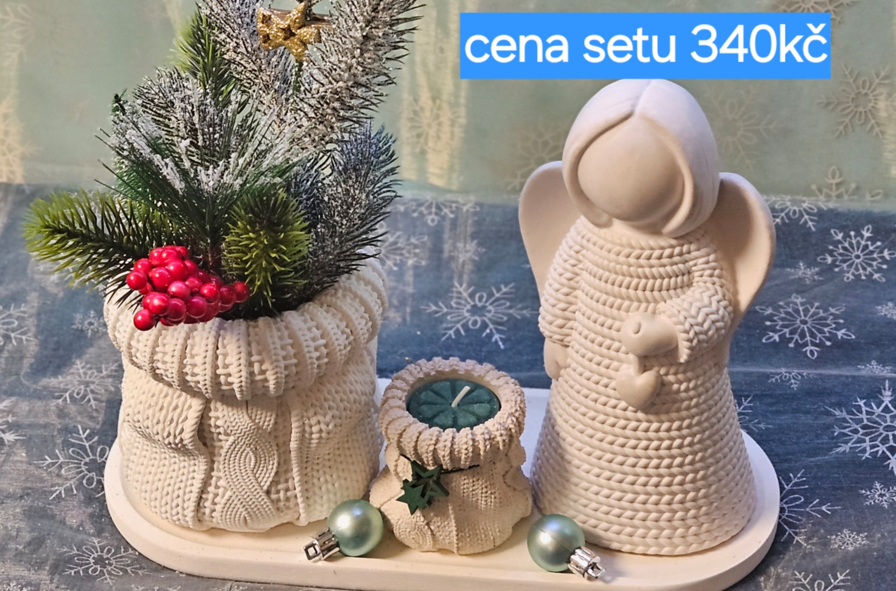 Vánoční set(bez květin, kouliček a svíčky)