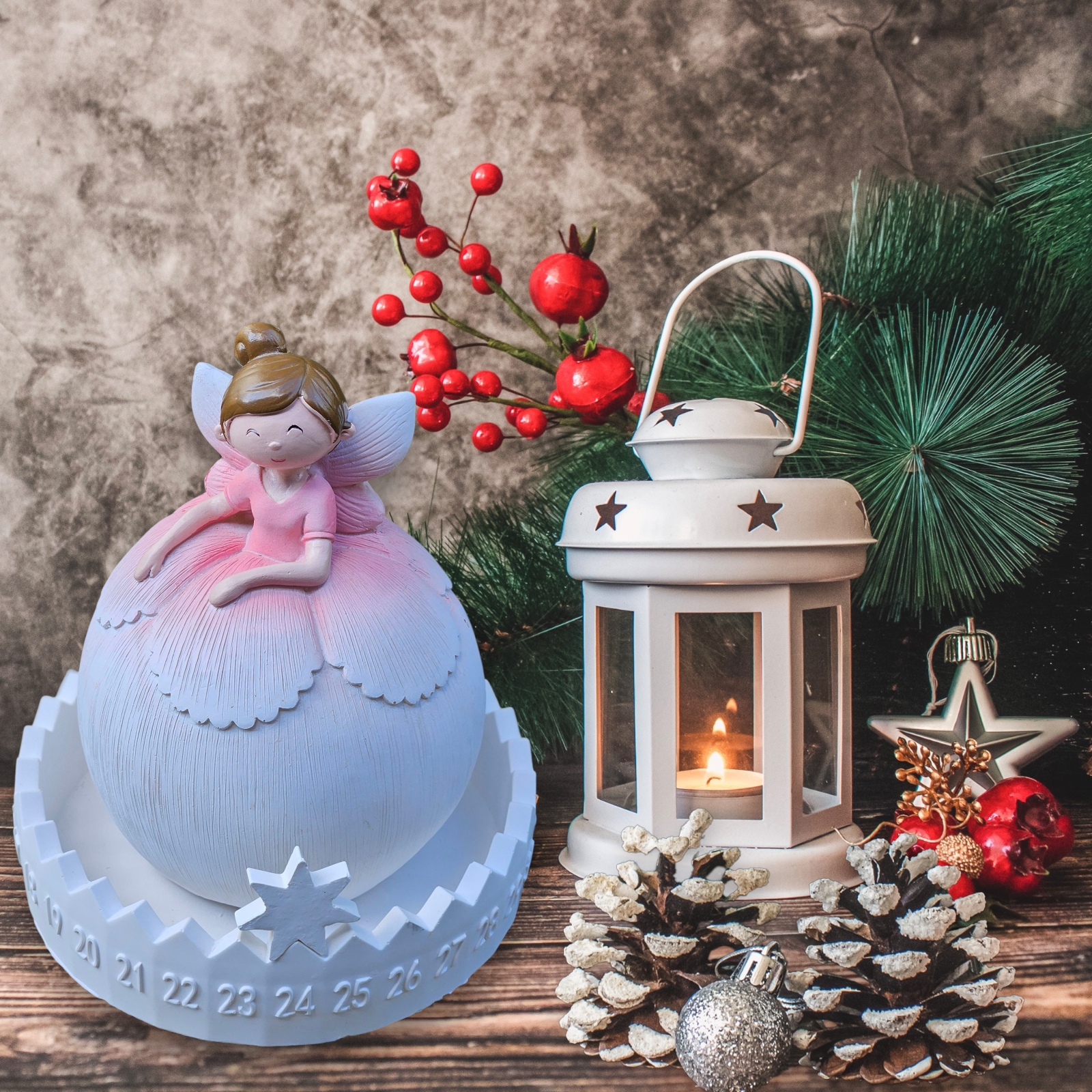 Adventní kalendář s andělkou boubelkou růžová