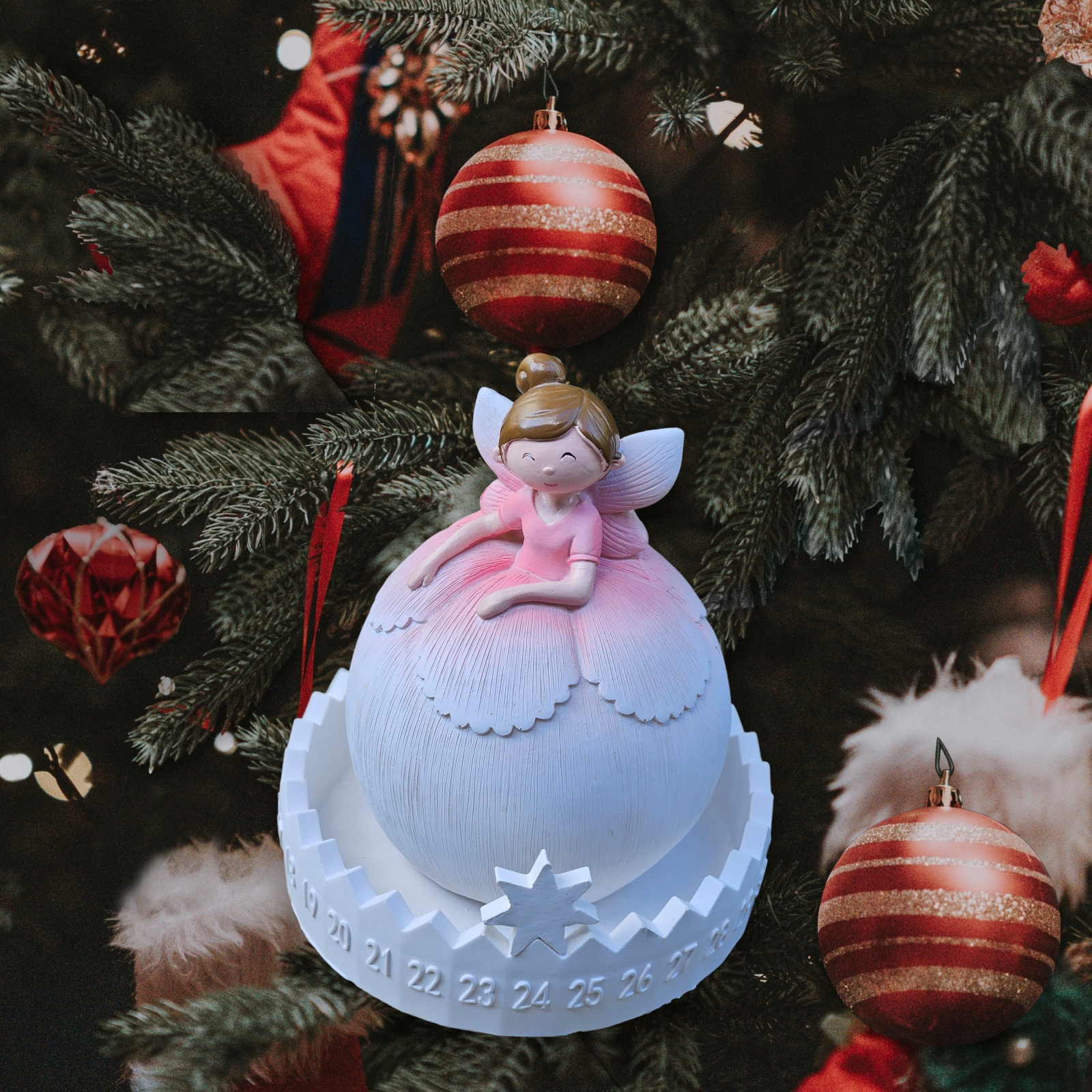 Adventní kalendář s andělkou boubelkou růžová