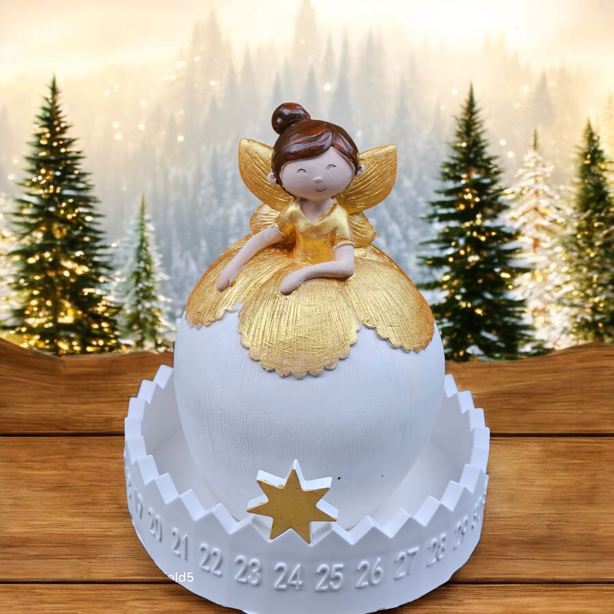 Adventní kalendář s andělkou boubelkou zlatá
