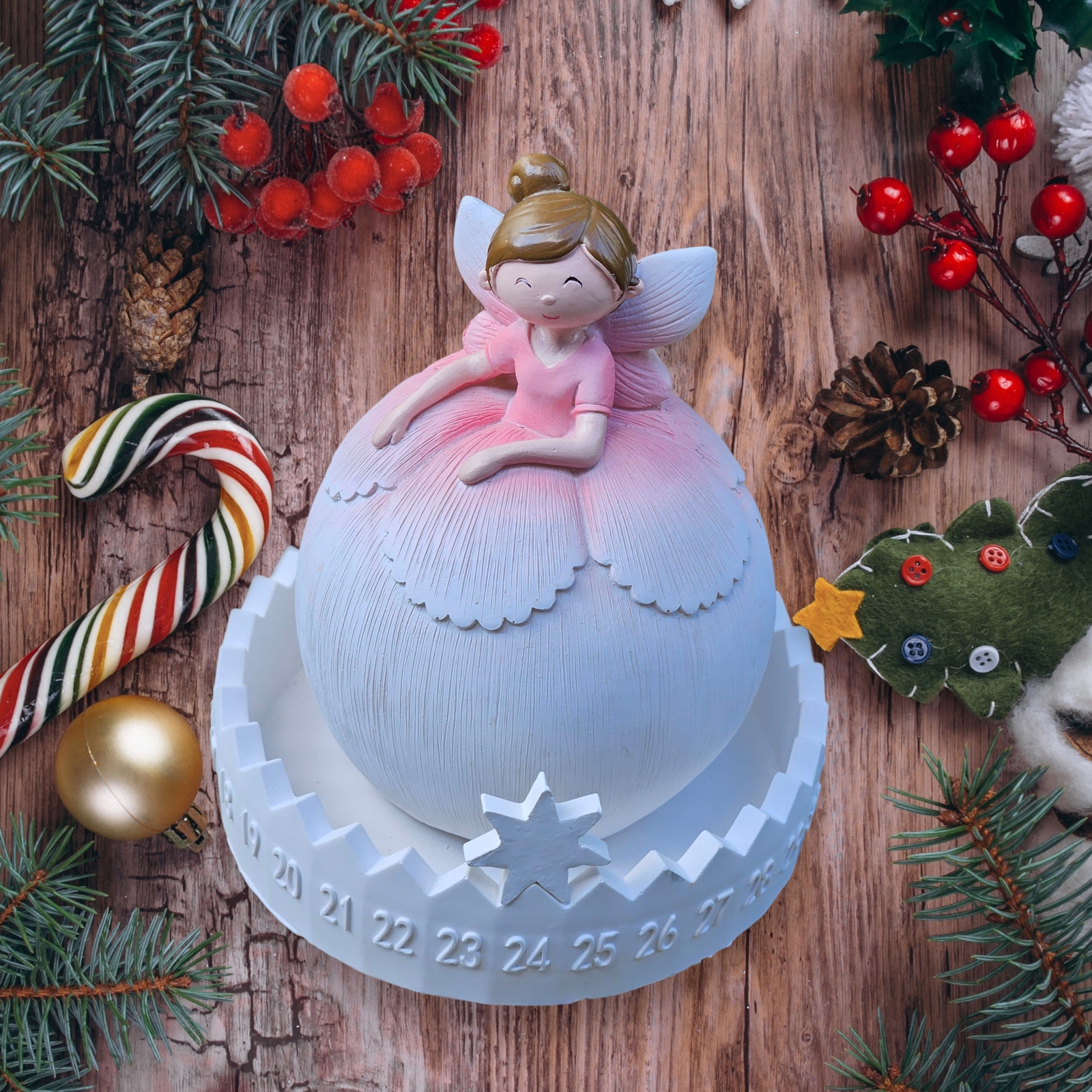 Adventní kalendář s andělkou boubelkou růžová