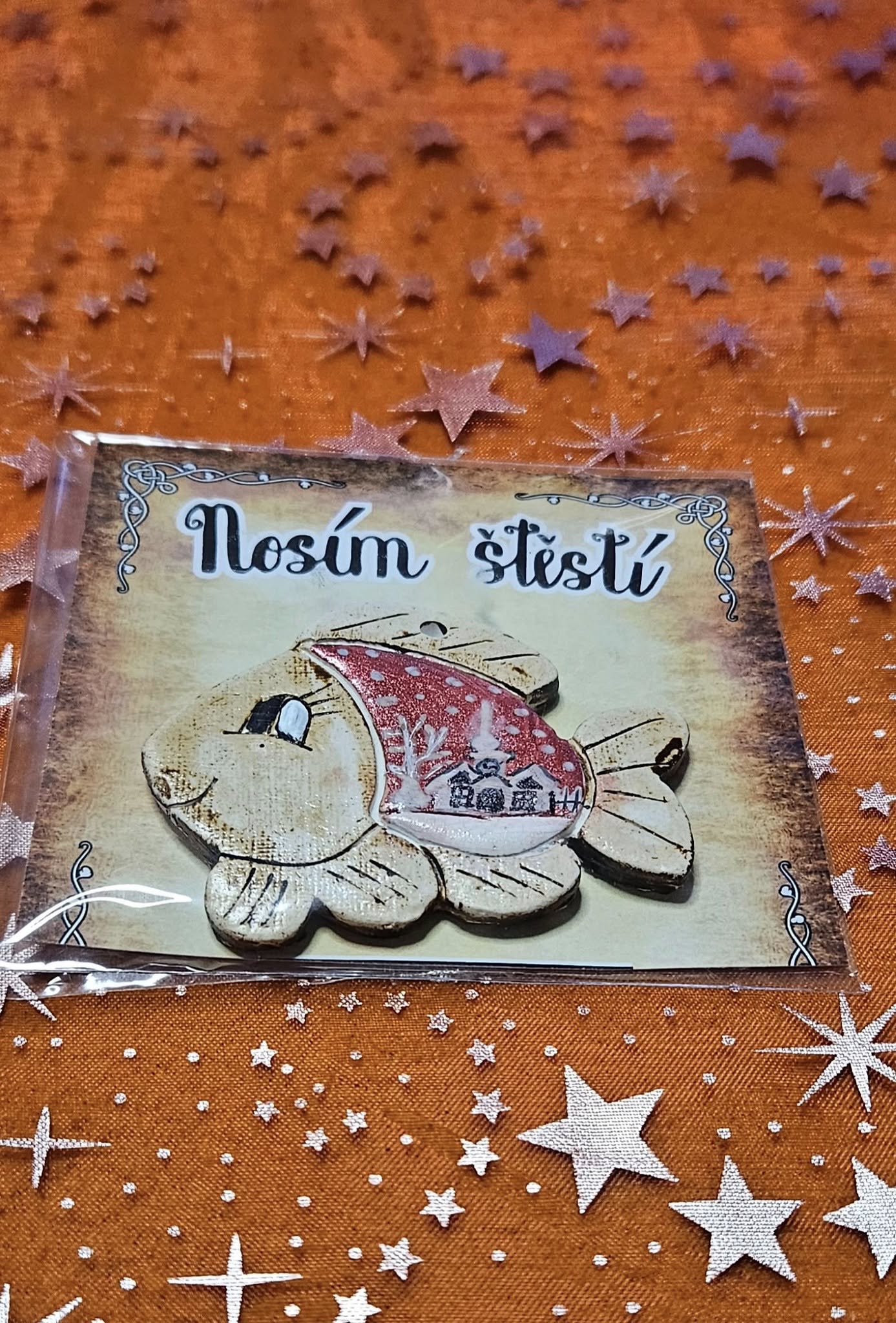 Vánoční kapřik s kartičkou