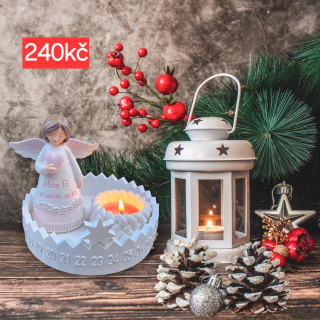 Vánoční adventní kalendář s andílkem (bez svíčky)