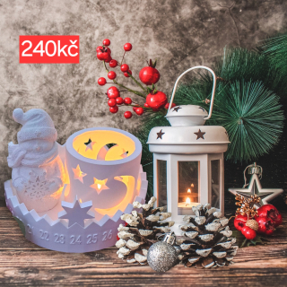 Adventní kalendář se sněhulákem a stínítkem